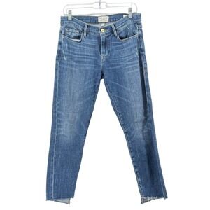 FRAME Le Garcon Slim Boyfriend Jeans Raw Hem Size 26 Clean Girly Casual Preppy